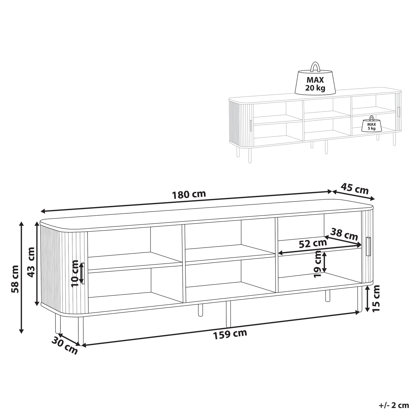 NovaHome TV Stand Up To 70 Inch Dark Brown With Black Metal Legs And Sliding Cabinet Doors