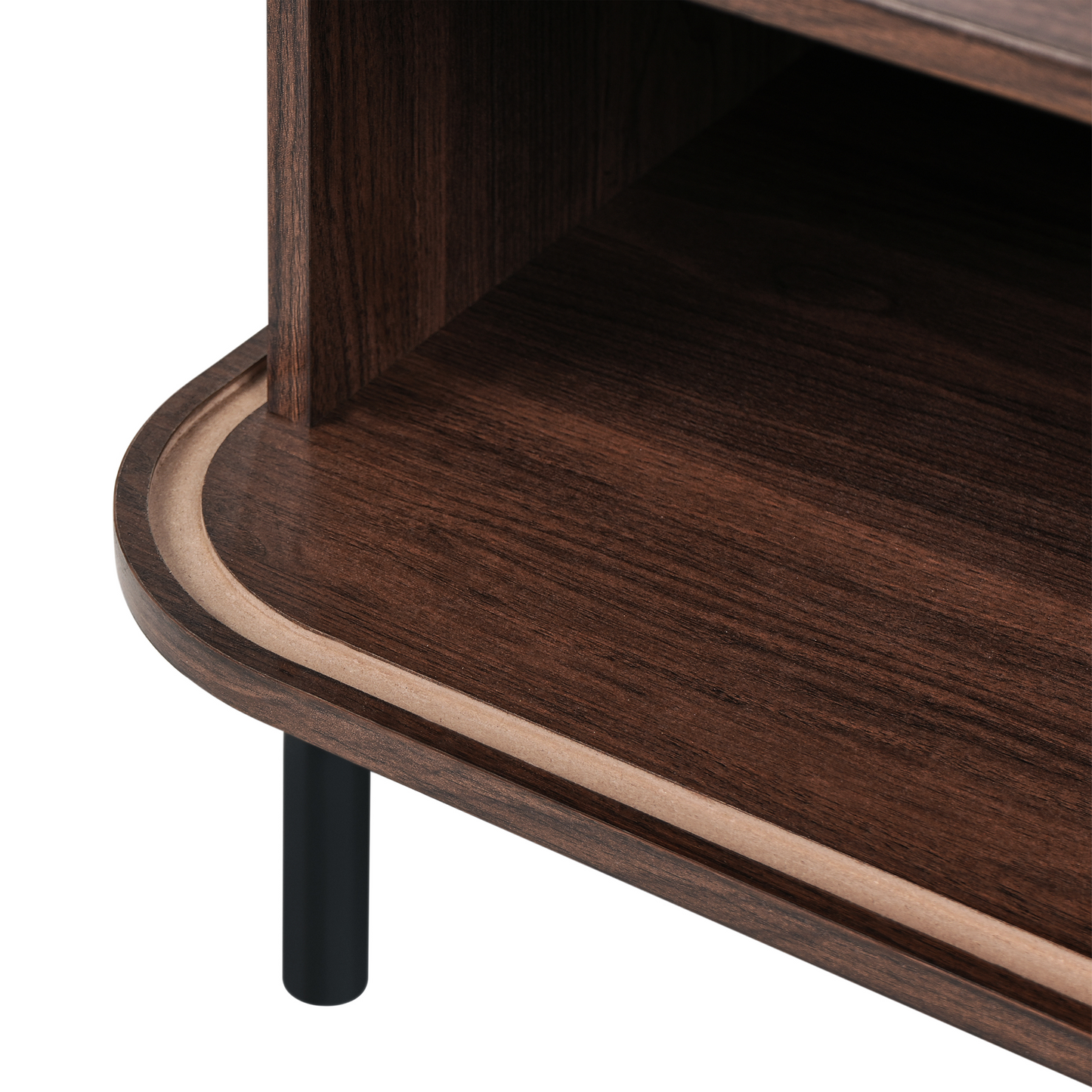 BrandName Retro Coffee Table 120 x 60 cm Dark Brown Top With Black Metal Legs And Sliding Storage Cabinets