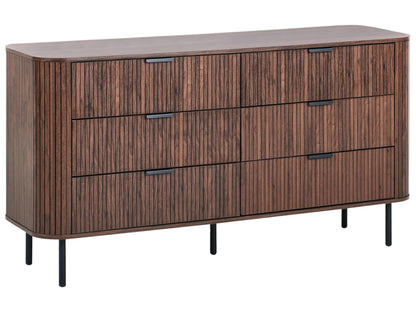 NovaStyle Retro Sideboard Chest Of Drawers Six Drawers Dark Brown