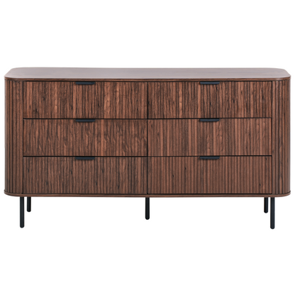 NovaStyle Retro Sideboard Chest Of Drawers Six Drawers Dark Brown