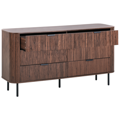 NovaStyle Retro Sideboard Chest Of Drawers Six Drawers Dark Brown