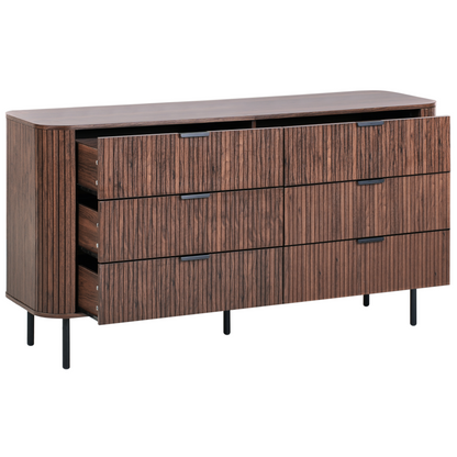 NovaStyle Retro Sideboard Chest Of Drawers Six Drawers Dark Brown