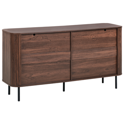 NovaStyle Retro Sideboard Chest Of Drawers Six Drawers Dark Brown
