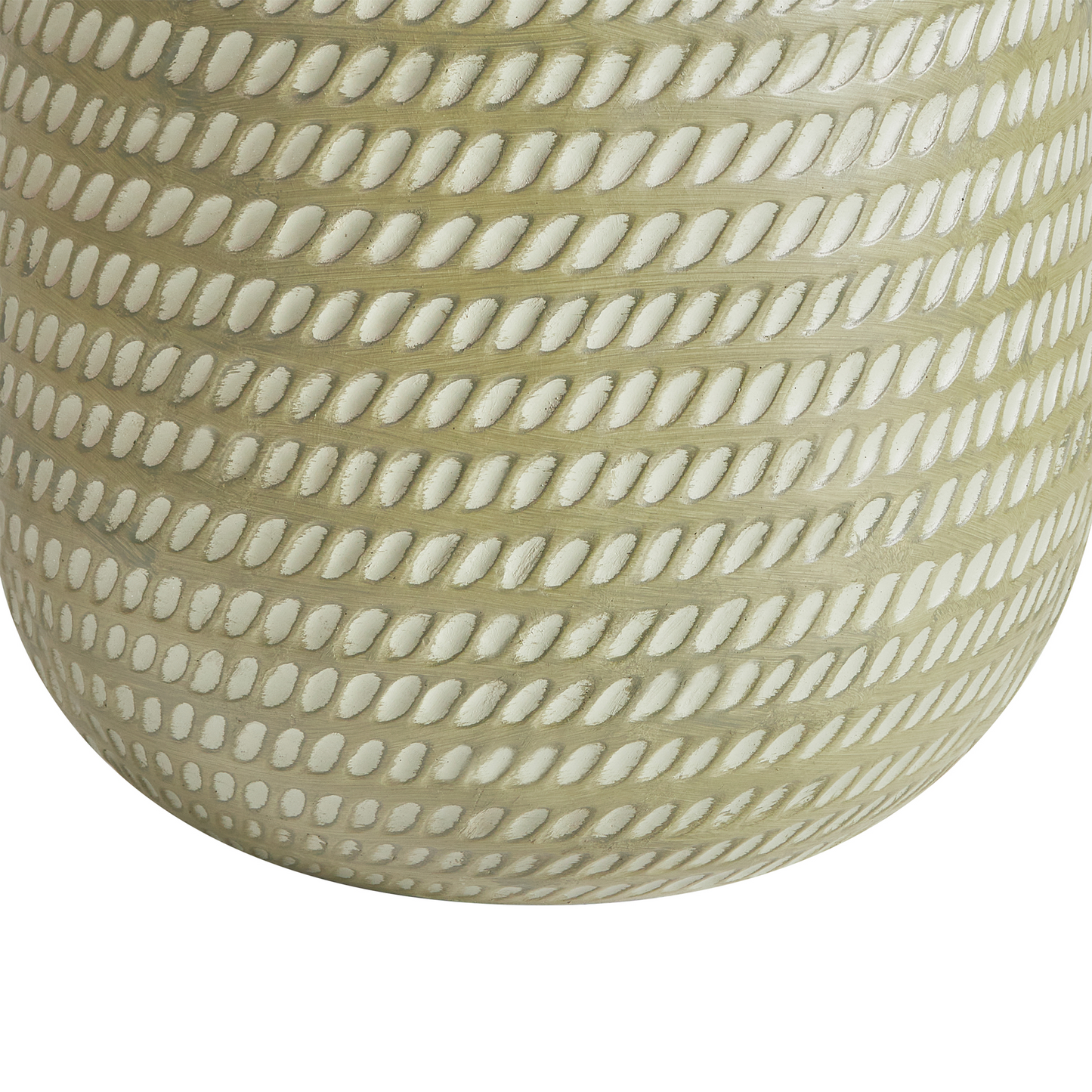 Green Plant Pot 27cm Round Fibre Clay Embossed Pattern