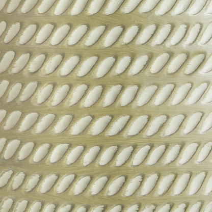 Green Plant Pot 27cm Round Fibre Clay Embossed Pattern