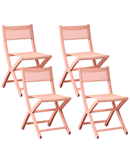 Coral Plastic Dining Chairs Set Of 4 Stacking