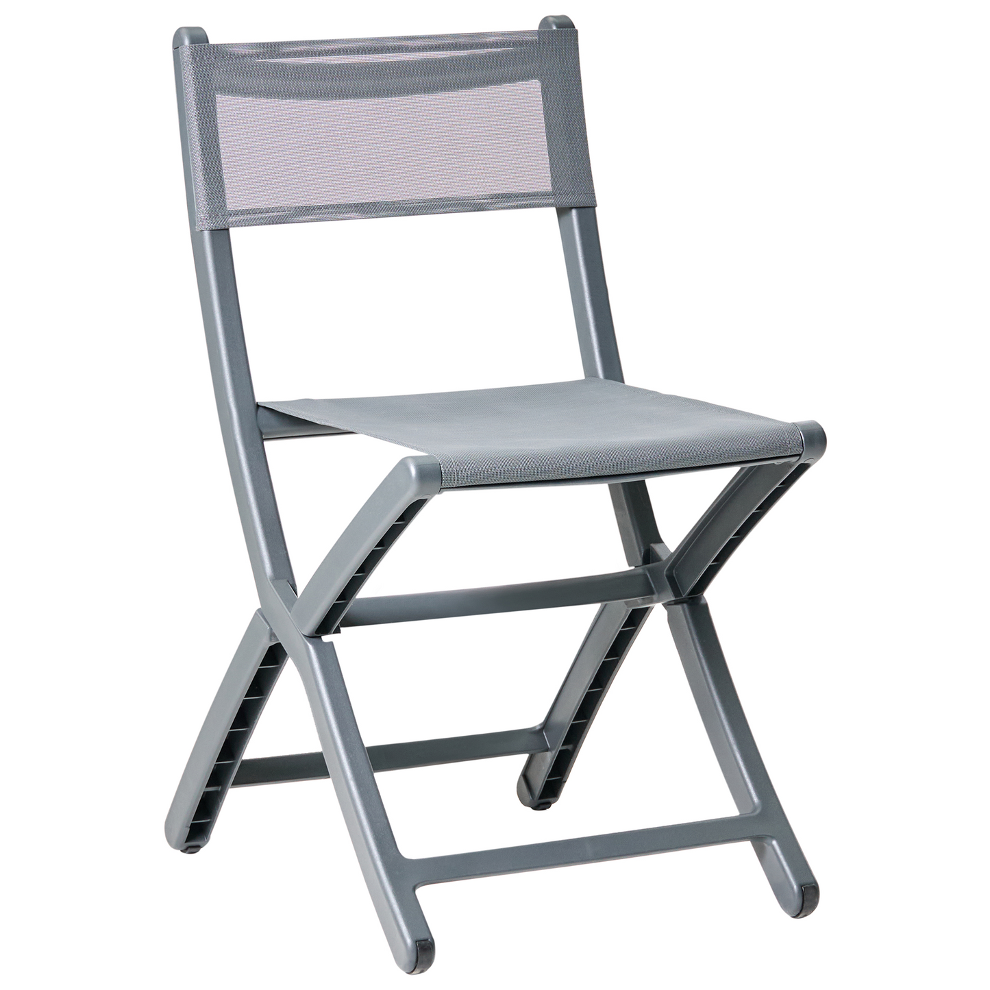 Dining Chairs Set Of 4 Dark Grey Plastic Garden Indoor Outdoor Stacking Armless Minimalist