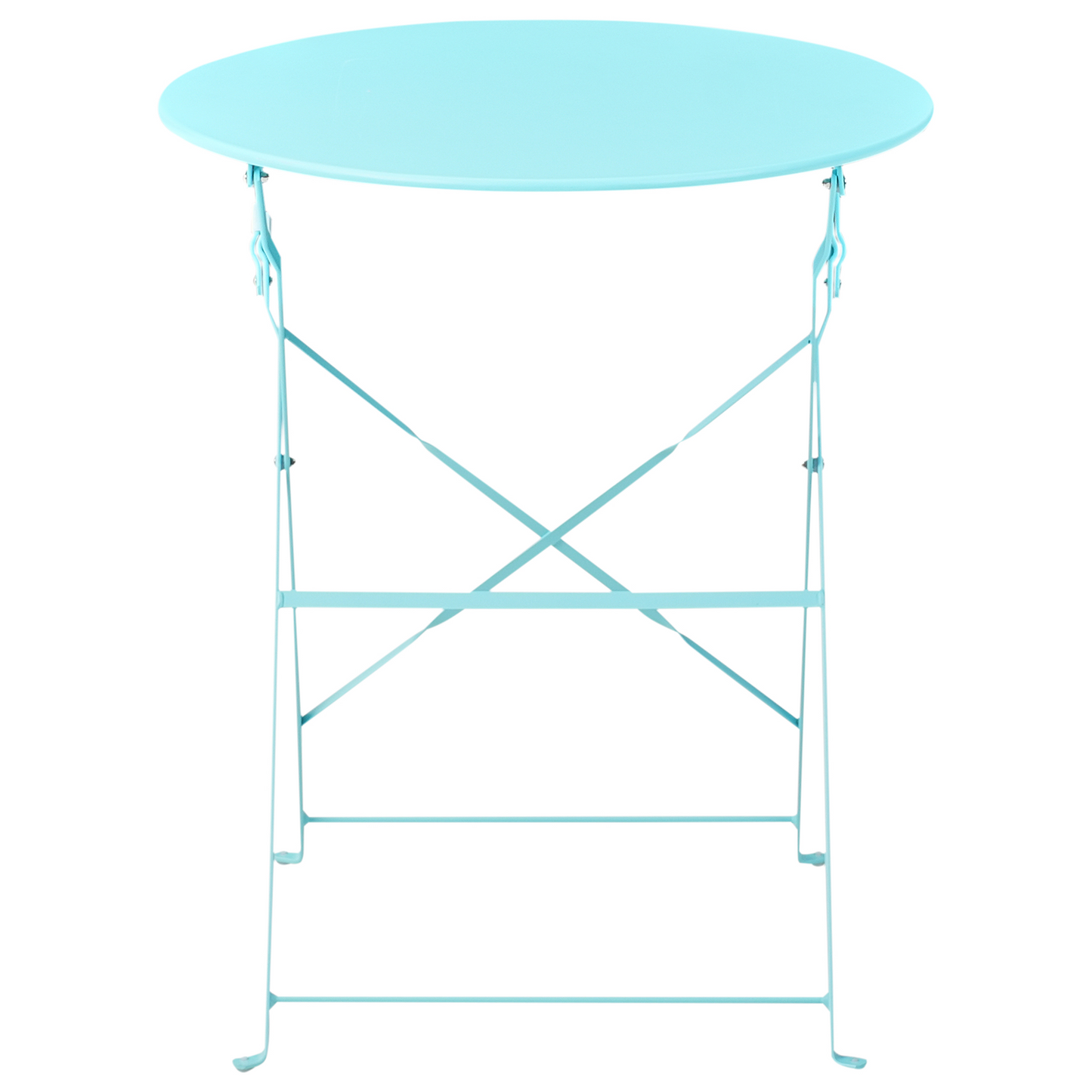 Blue Metal Folding 3 Piece Bistro Set With Slatted Chairs