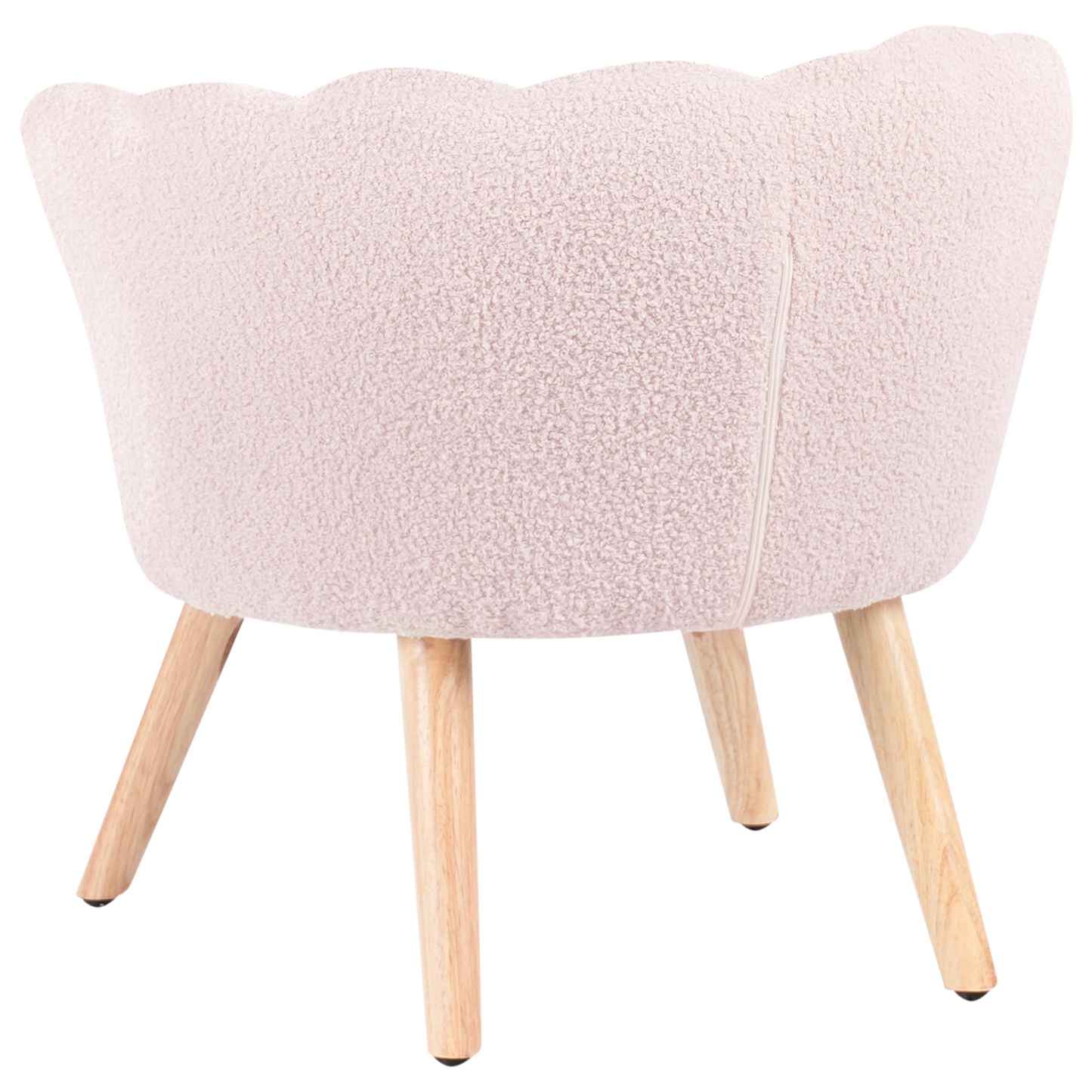 Kids Armchair Pastel Pink Boucle With Wooden Legs