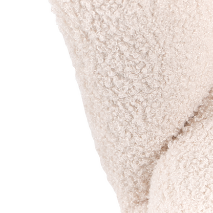 Kids Armchair Light Beige Boucle Upholstery With Shell Backrest And Wooden Legs For Kids
