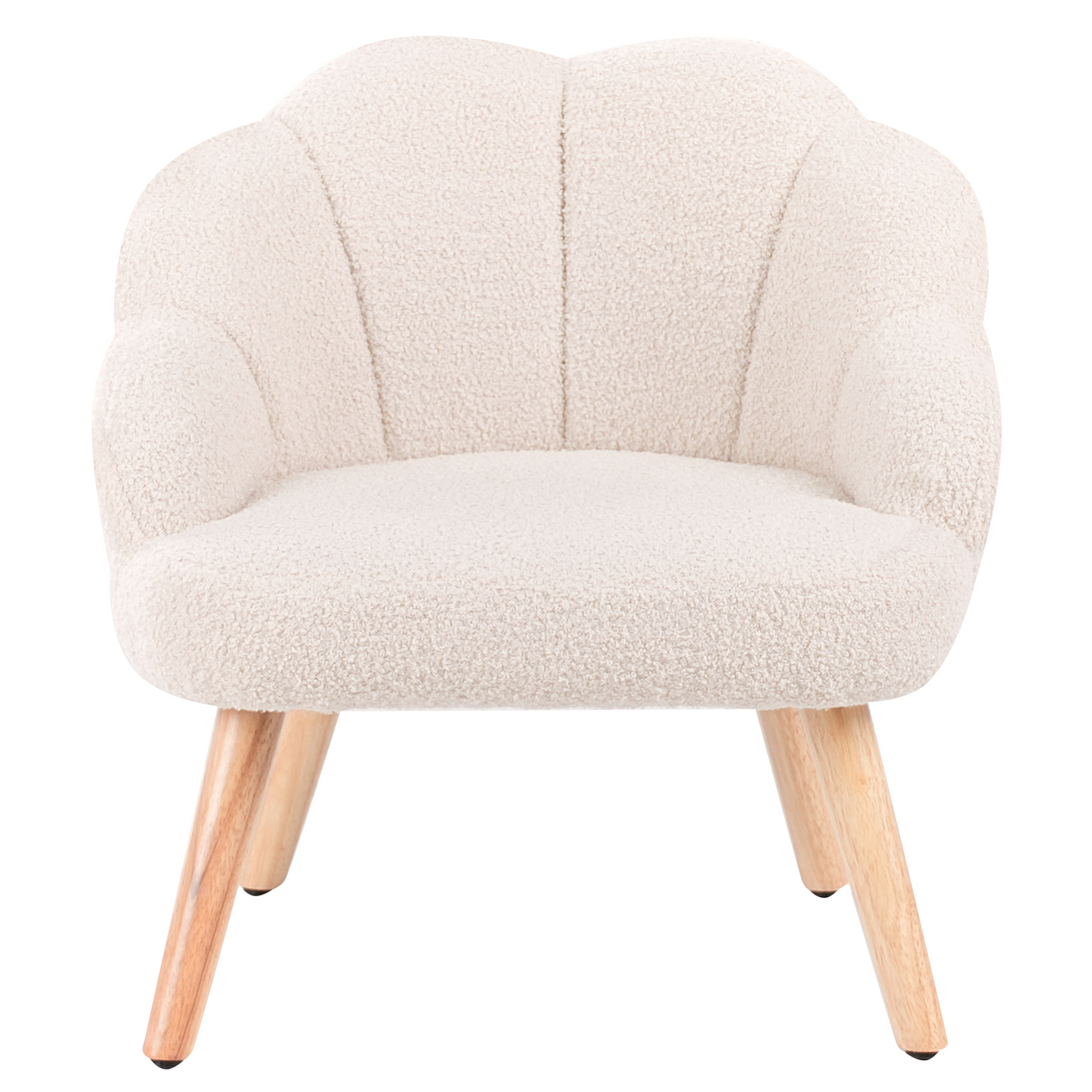 Boucle Armchair For Kids Light Beige With Wood Legs