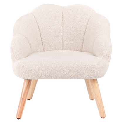 Boucle Armchair For Kids Light Beige With Wood Legs