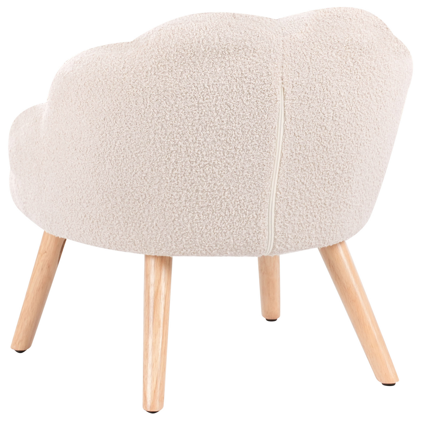 Boucle Armchair For Kids Light Beige With Wood Legs