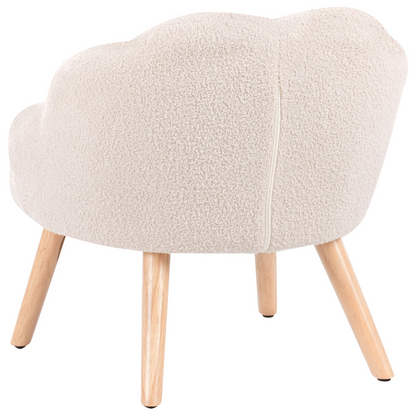 Boucle Armchair For Kids Light Beige With Wood Legs