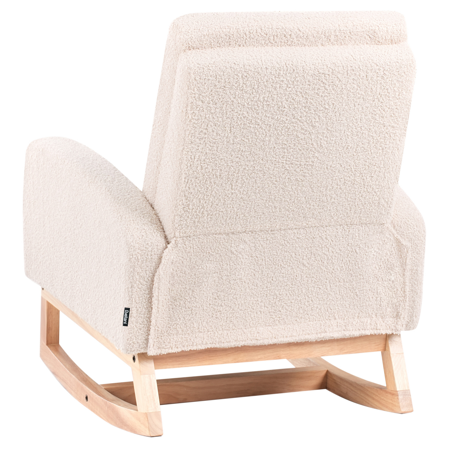 Kids HighBack LightBeige Boucle Wood Armrests Rocking Chair