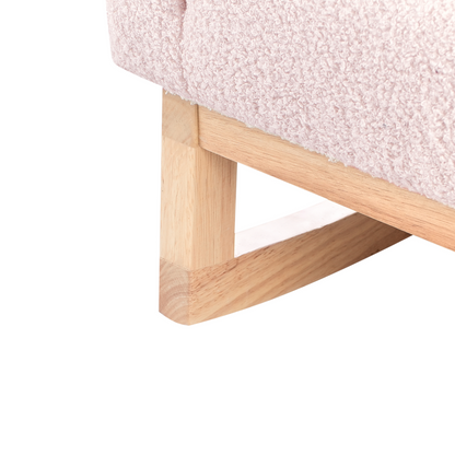 Kids Rocking Chair Pastel Pink Boucle HighBack With Armrests