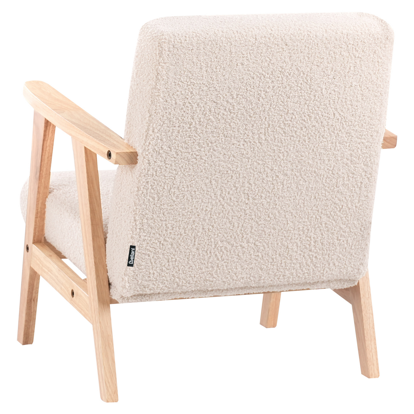Kids Armchair Boucle Light Beige With Wooden Legs