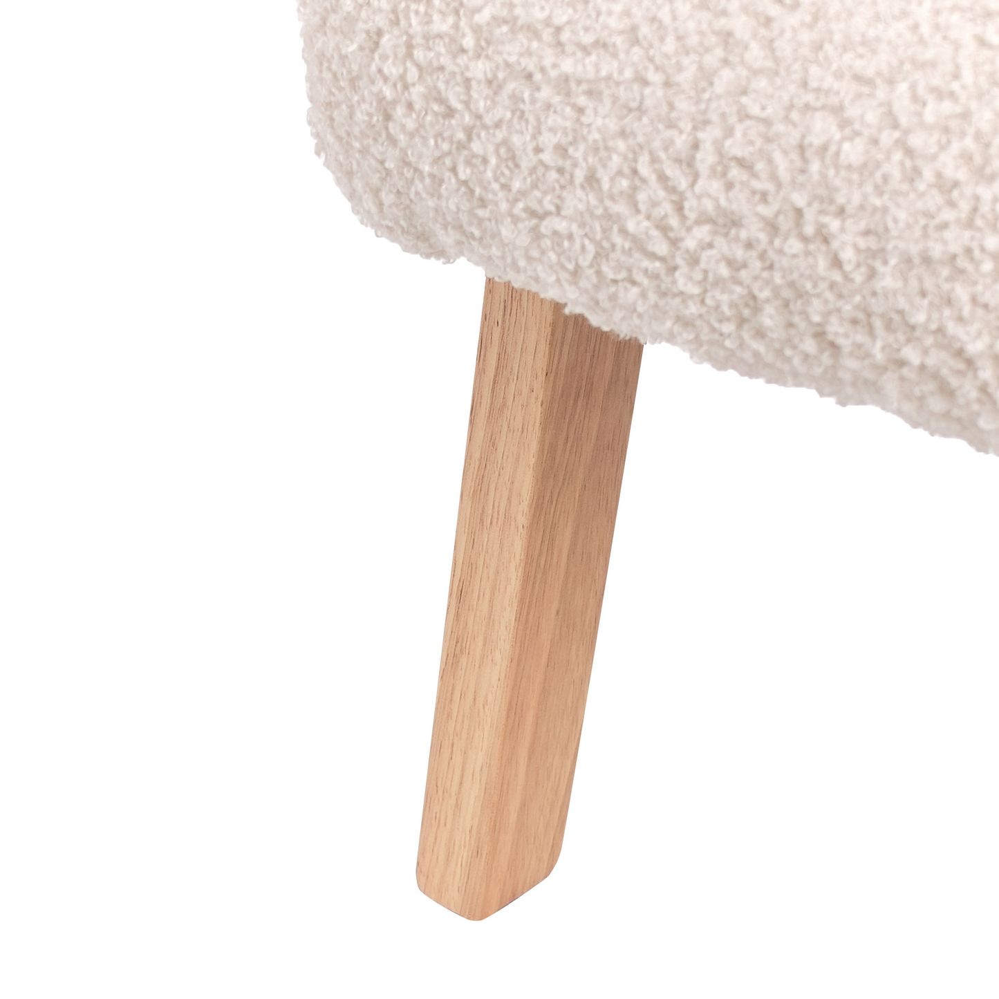 Kids Armchair Boucle Light Beige With Wooden Legs