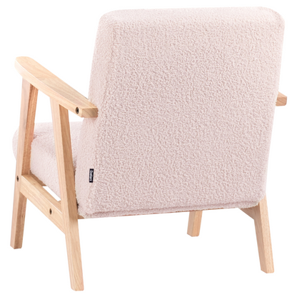 Kids Armchair Pastel Pink Boucl? With Wooden Legs