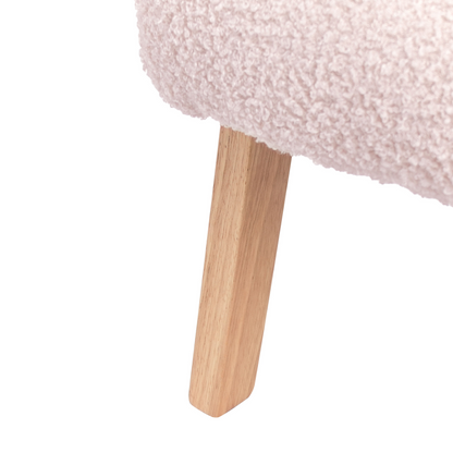 Kids Armchair Pastel Pink Boucl? With Wooden Legs