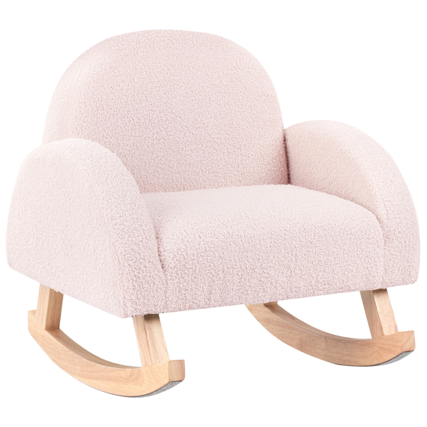 Kids Pastel Pink Boucl? Rocking Chair With Armrests
