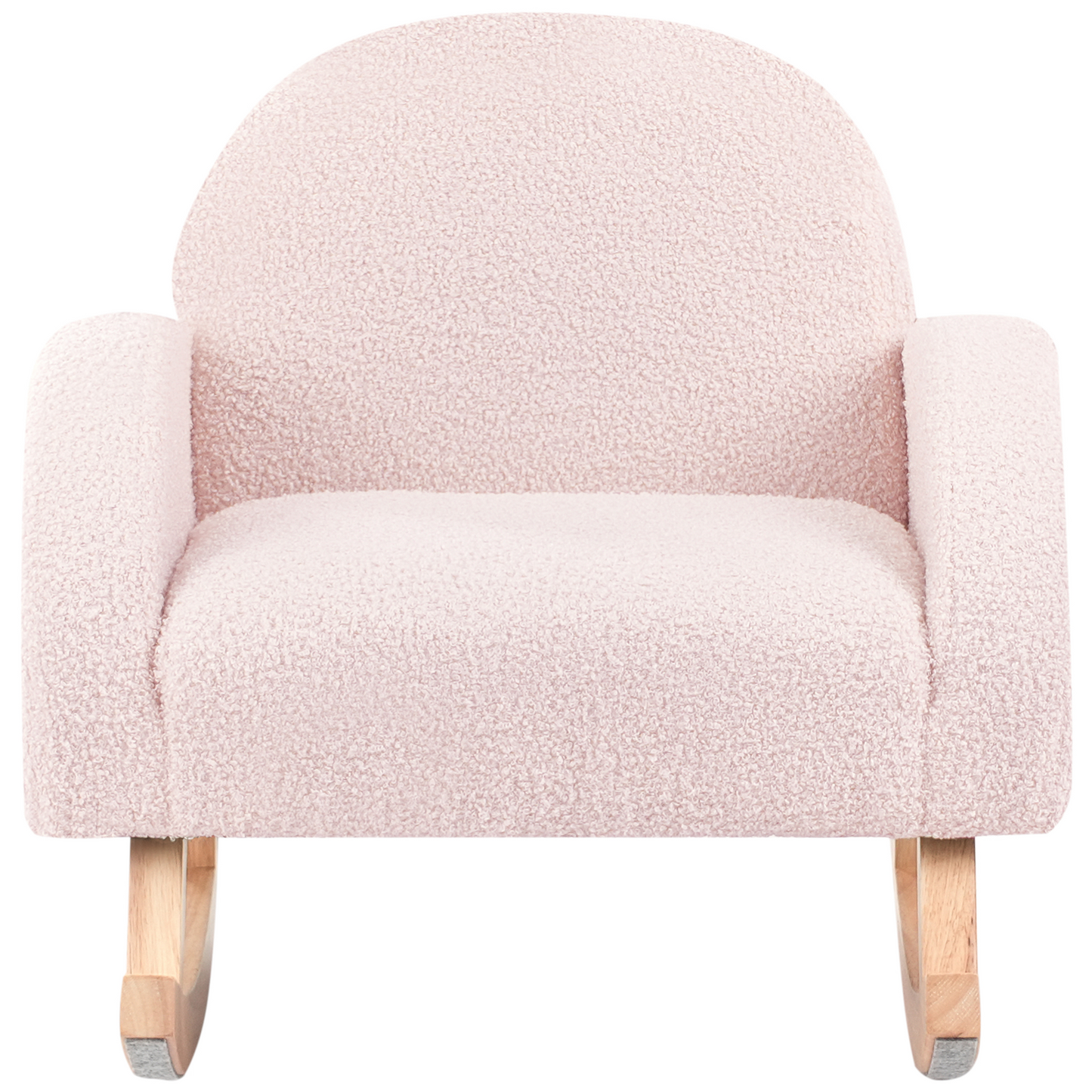 Kids Pastel Pink Boucl? Rocking Chair With Armrests
