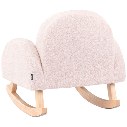 Kids Pastel Pink Boucl? Rocking Chair With Armrests