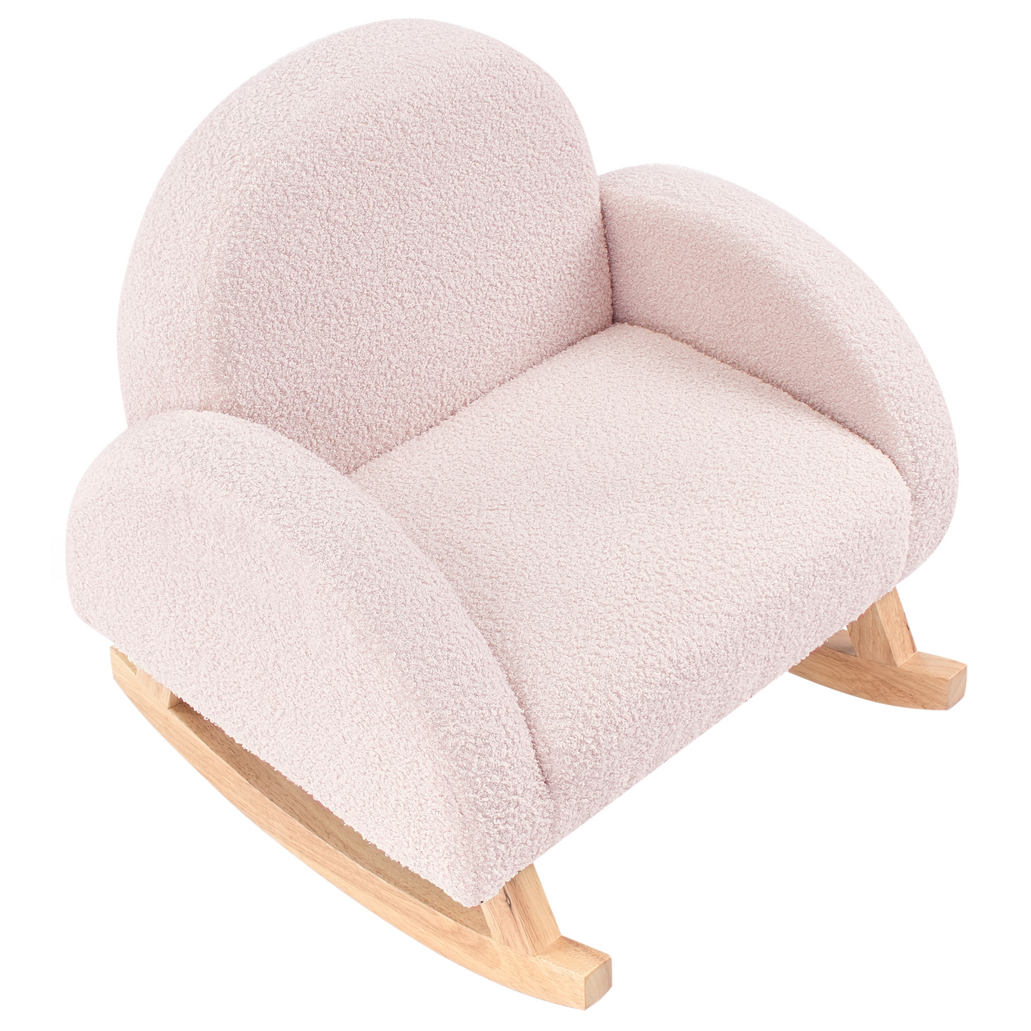 Kids Pastel Pink Boucl? Rocking Chair With Armrests
