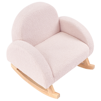 Kids Pastel Pink Boucl? Rocking Chair With Armrests