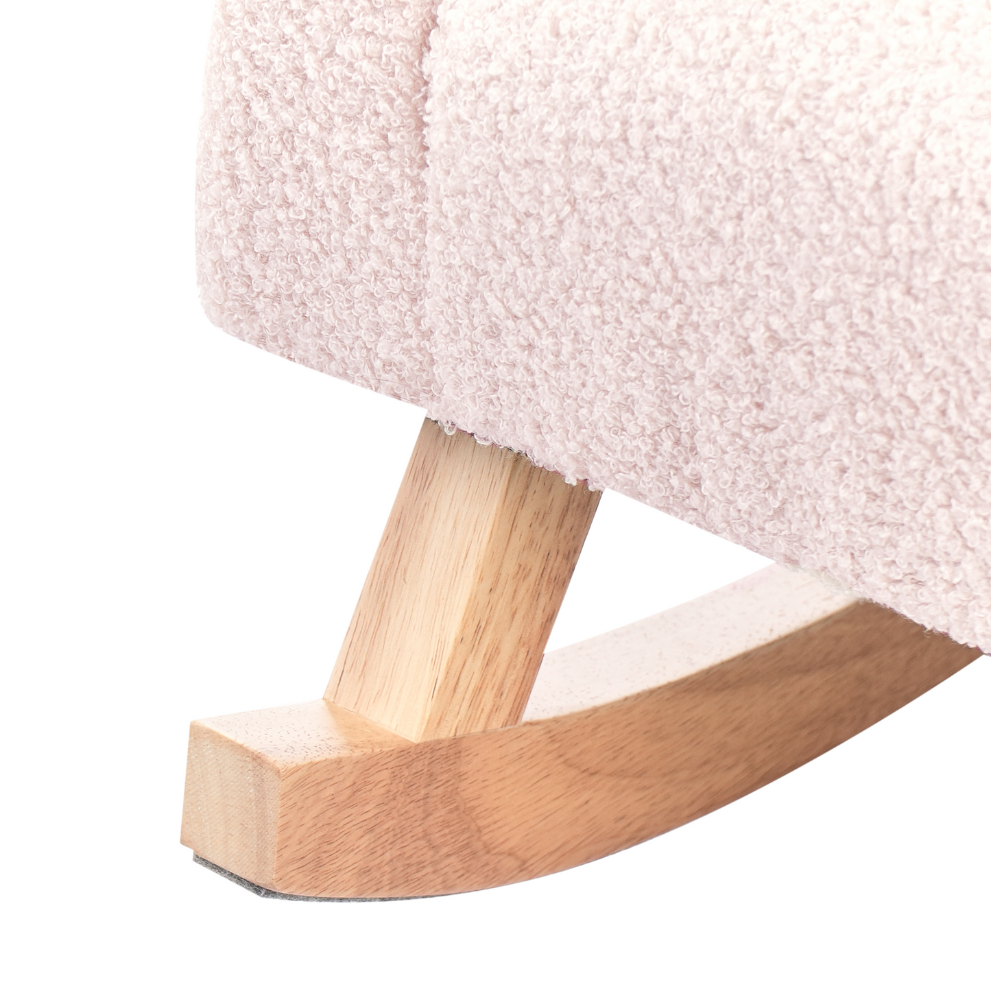 Kids Pastel Pink Boucl? Rocking Chair With Armrests