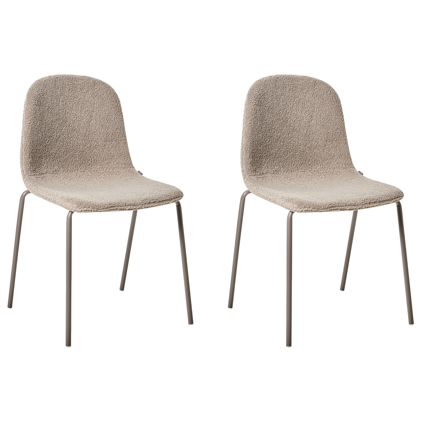 Set of 2 Taupe Boucle Conference Chairs With Iron Legs