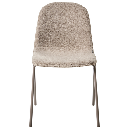 Set of 2 Taupe Boucle Conference Chairs With Iron Legs
