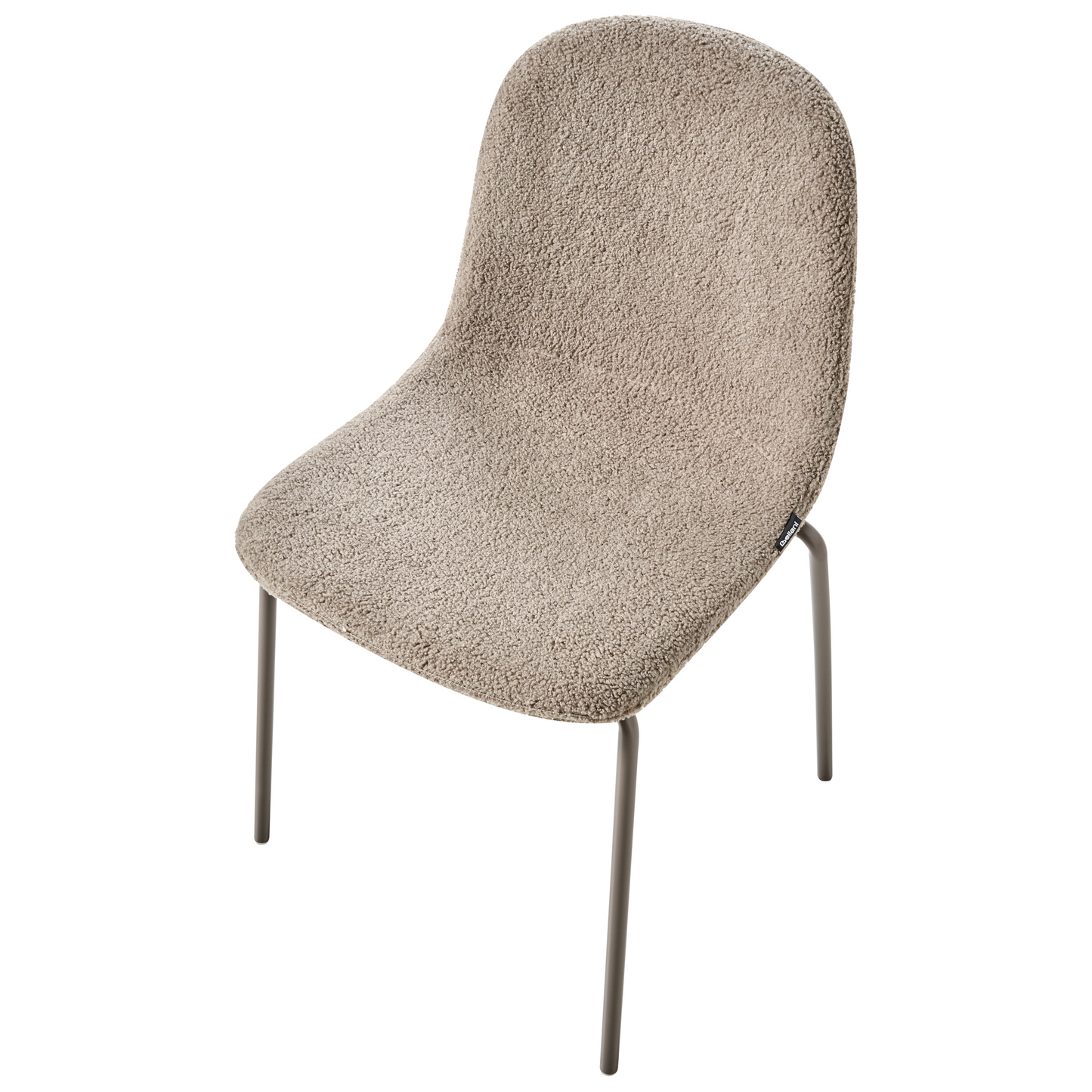 Set of 2 Taupe Boucle Conference Chairs With Iron Legs