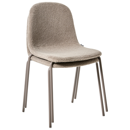 Set of 2 Taupe Boucle Conference Chairs With Iron Legs