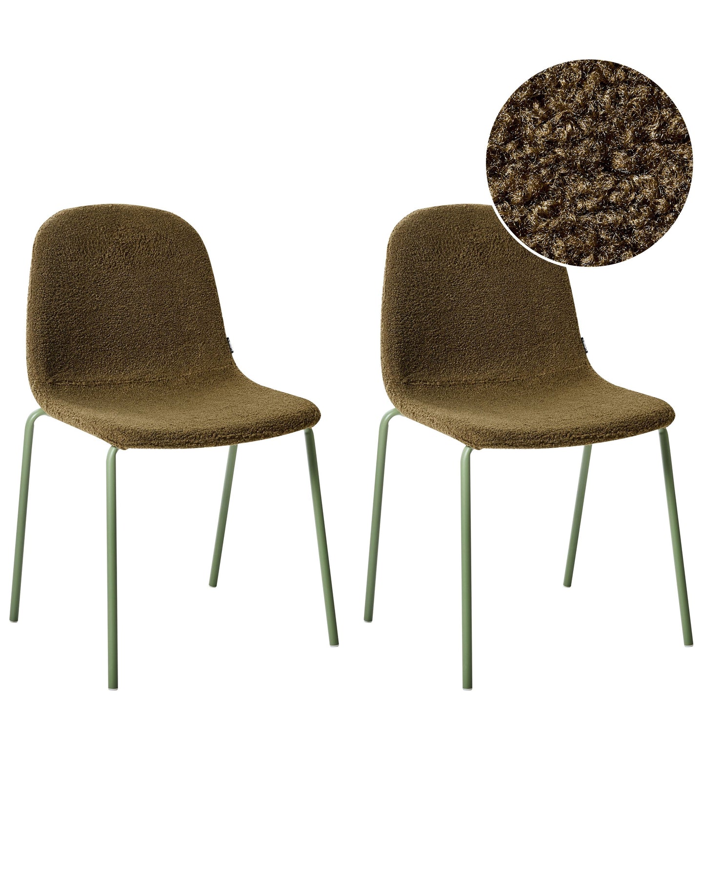 Elegant Conference Chairs Green Boucle With Iron Legs Set Of 2