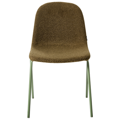 Elegant Conference Chairs Green Boucle With Iron Legs Set Of 2