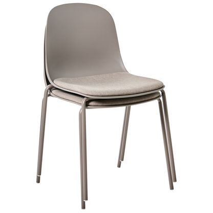 Office Conference Chairs Set of 2 Taupe Polyester Seat Plastic Backrest Iron Legs Modern