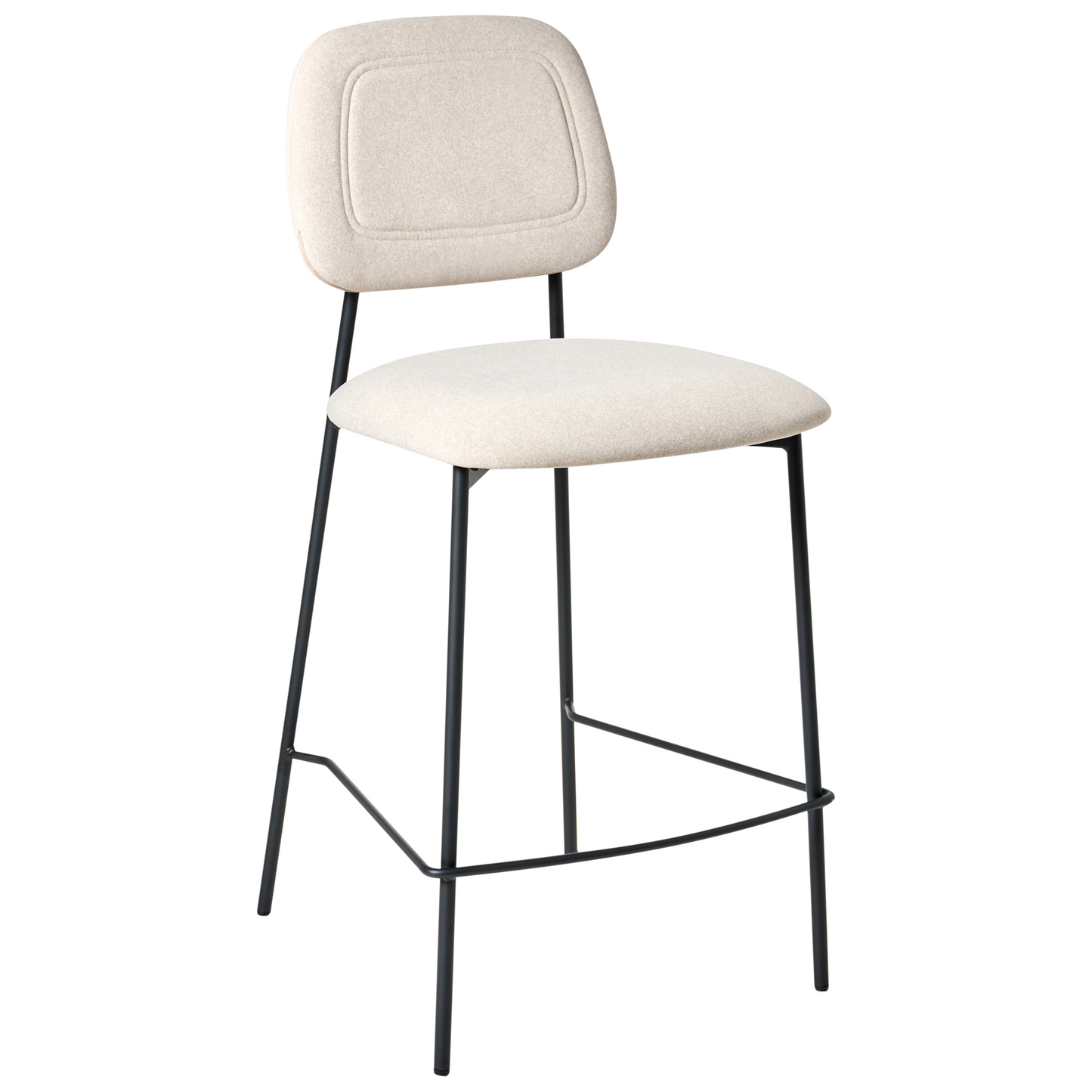 2 Velvet Bar Chairs Beige Black Iron Frame Counter Height