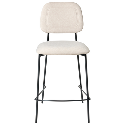 2 Velvet Bar Chairs Beige Black Iron Frame Counter Height