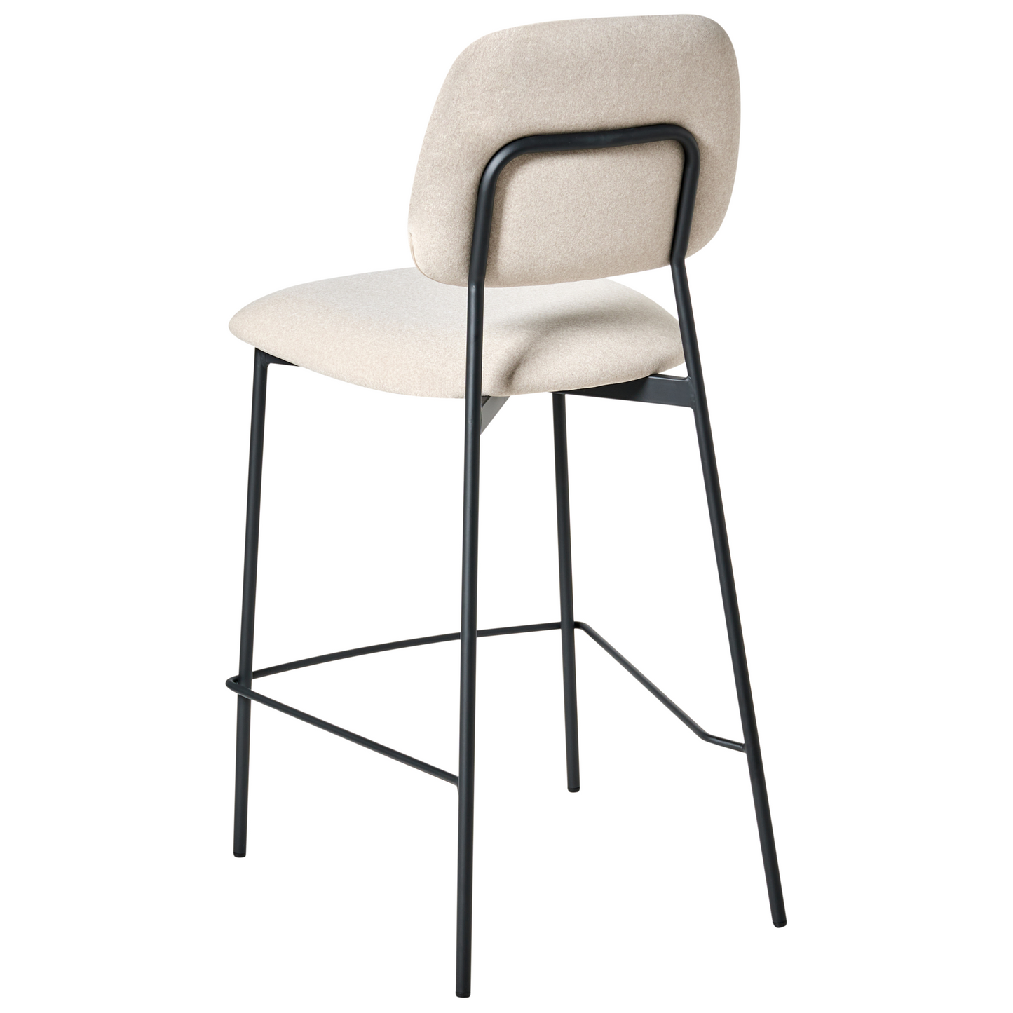 2 Velvet Bar Chairs Beige Black Iron Frame Counter Height