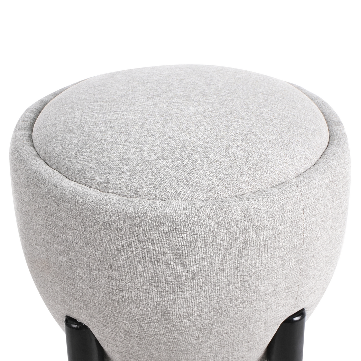 Pouffe With Rubber Wood Legs Upholstered Footstool