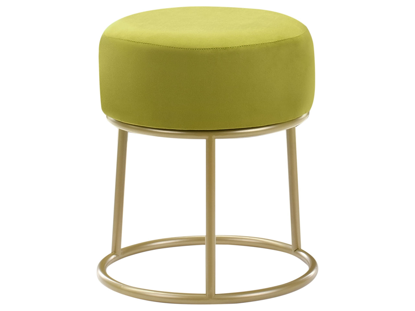 Glamora Lime Green Velvet Footstool With Gold Metal Base For Glam Modern Interiors