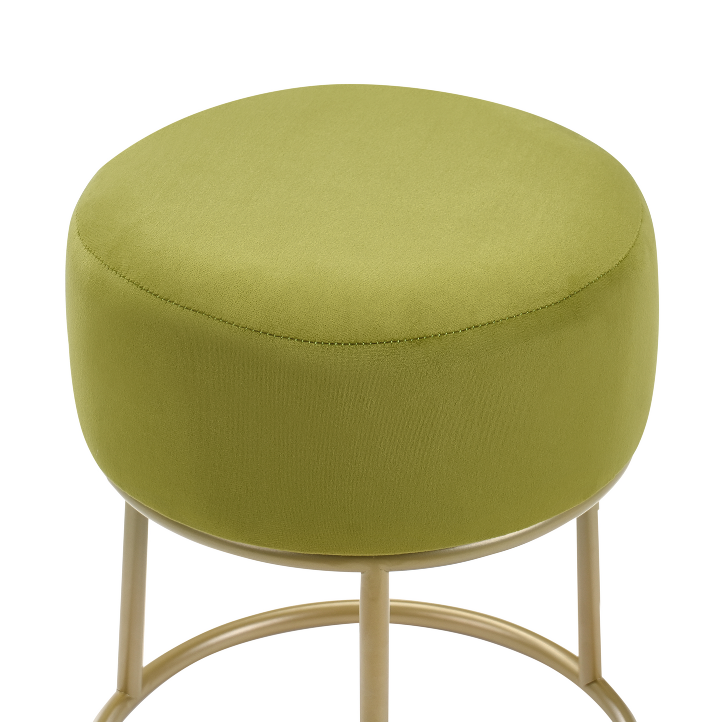 Glamora Lime Green Velvet Footstool With Gold Metal Base For Glam Modern Interiors