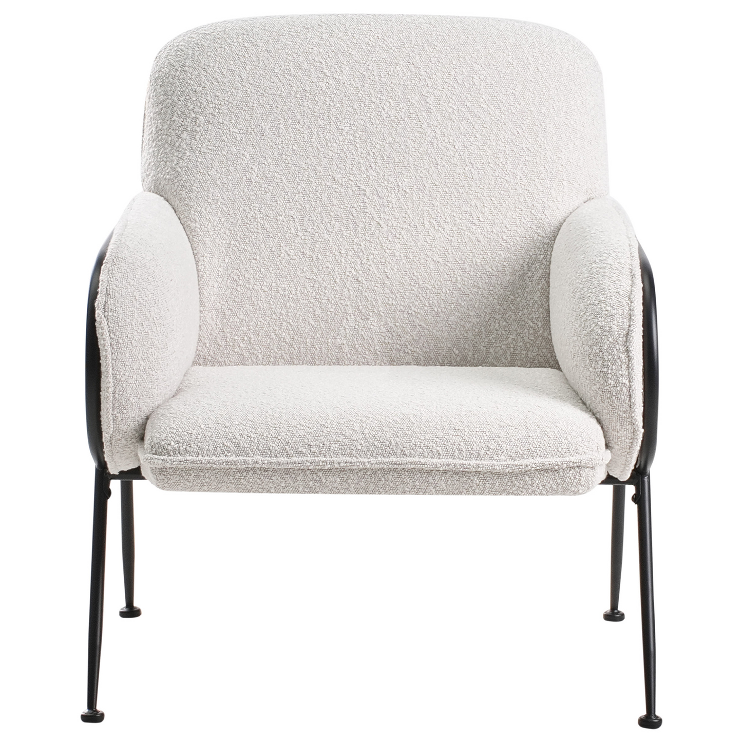 Century Modern Armchair Beige Polyester Upholstery With Metal Frame