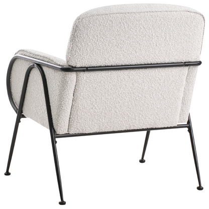Century Modern Armchair Beige Polyester Upholstery With Metal Frame