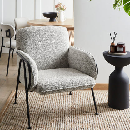 Century Modern Armchair Black White Polyester Upholstery Metal Frame