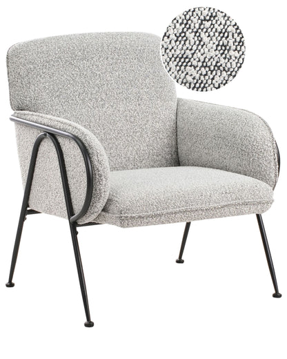 Century Modern Armchair Black White Polyester Upholstery Metal Frame