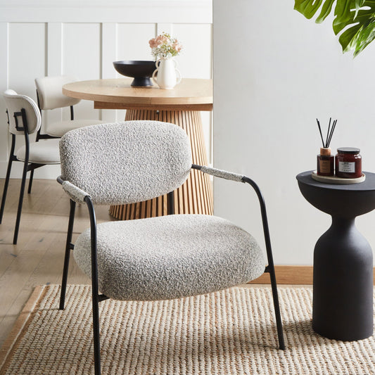 Century Modern Armchair Black White Polyester Upholstery Metal Frame