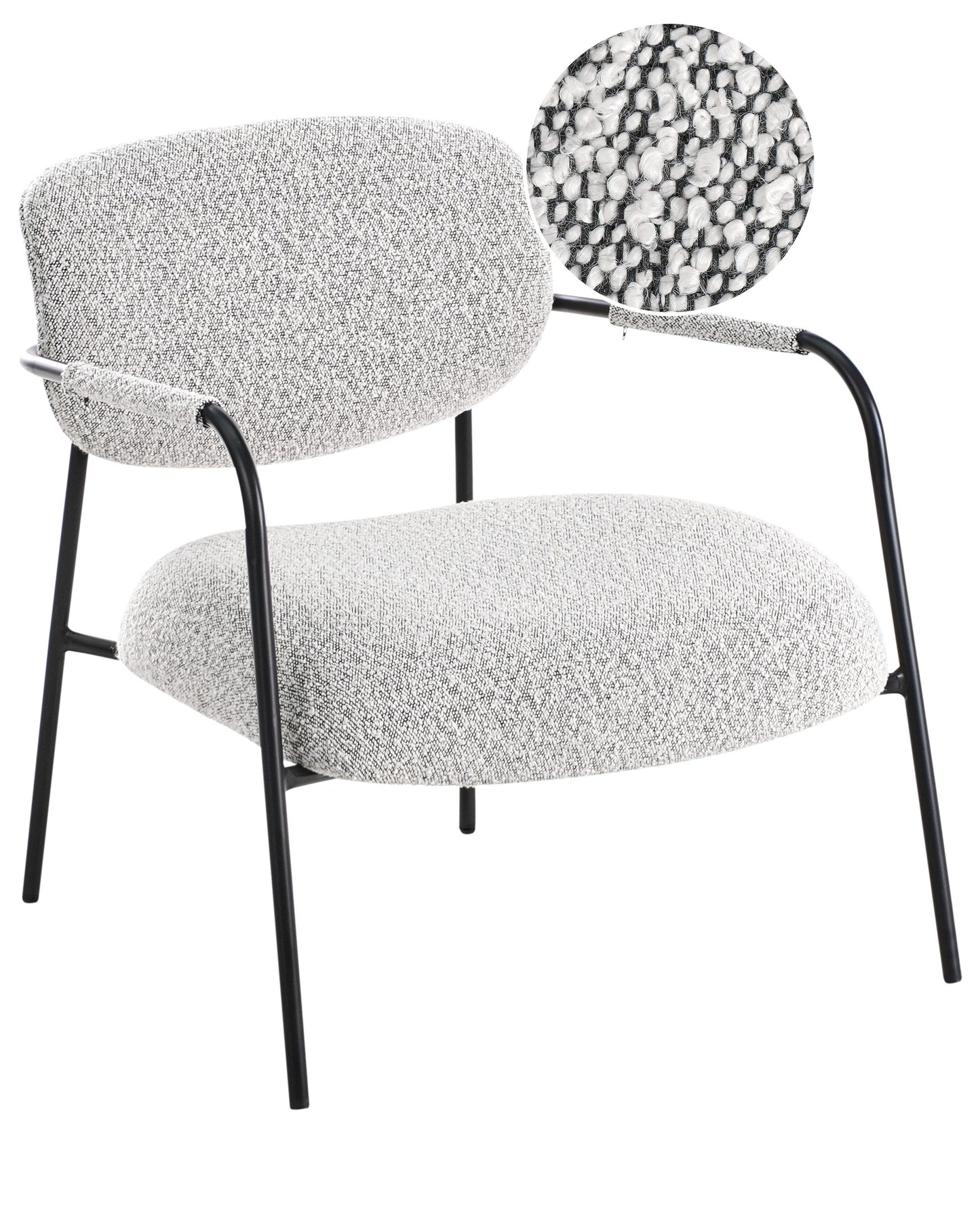 Century Modern Armchair Black White Polyester Upholstery Metal Frame