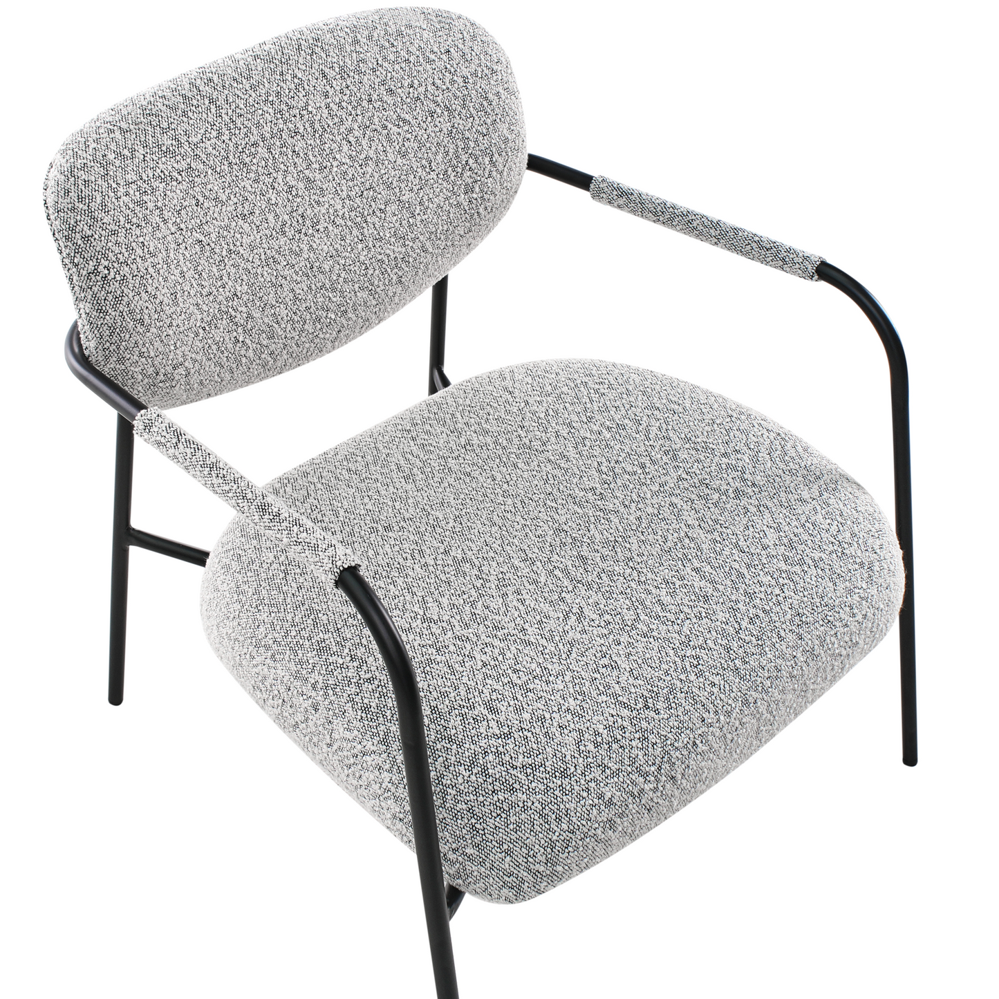 Century Modern Armchair Black White Polyester Upholstery Metal Frame